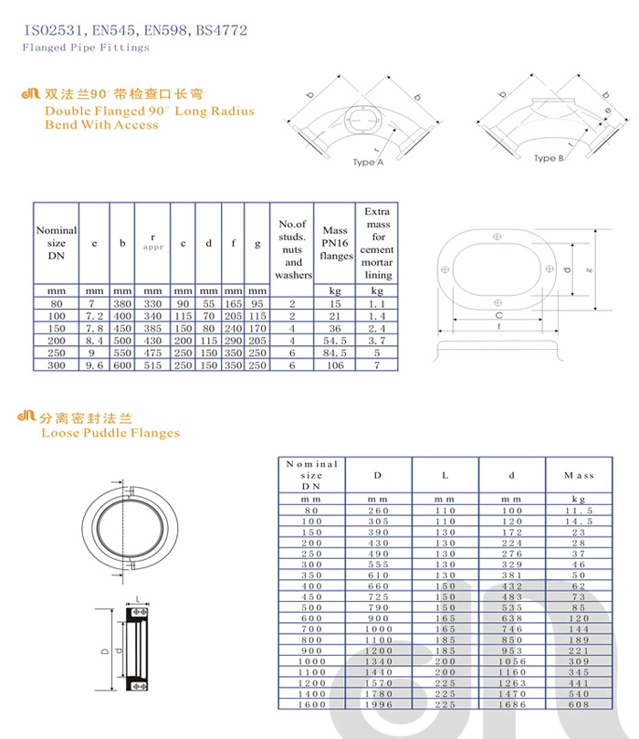 double flanged long radius bend